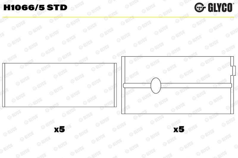 Kloķvārpstas gultņa ieliktnis GLYCO H1066/5 STD