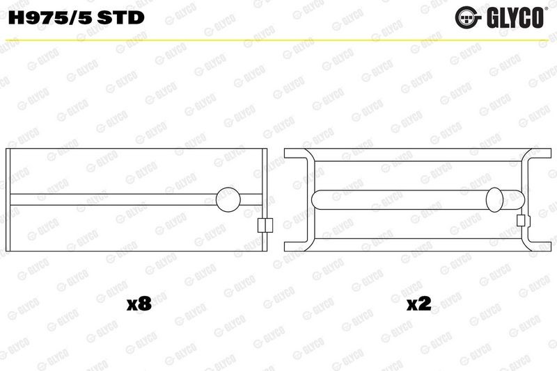 Kloķvārpstas gultņa ieliktnis GLYCO H975/5 STD